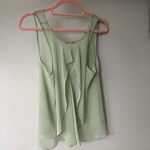 Soprano Mint Green Sheer Key Hole Back Women's Tank Top - Size Small